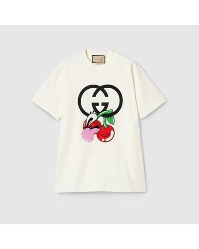 Gucci T-Shirt Aus Baumwolljersey Mit Print - Weiß