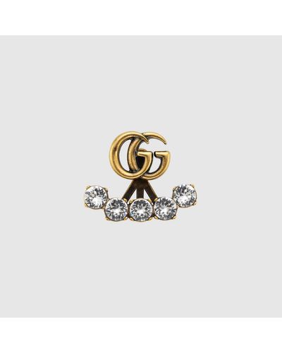 Gucci Einzelner ohrring mit gg und kristallen - Mettallic