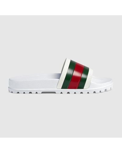 Gucci Web Slide Sandal - White