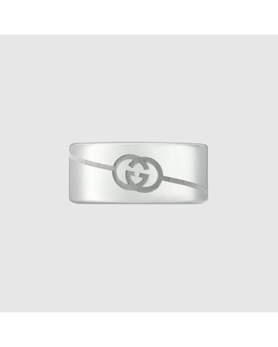 Gucci Diagonal Interlocking G Wide Ring - Metallic