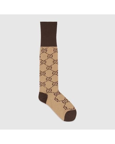 Gucci Socken Aus Baumwollmischung Mit GG Muster - Braun