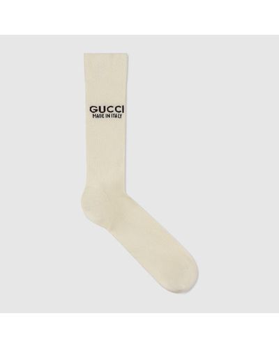 Gucci Knit Cotton Socks With Jacquard Detail - Natural
