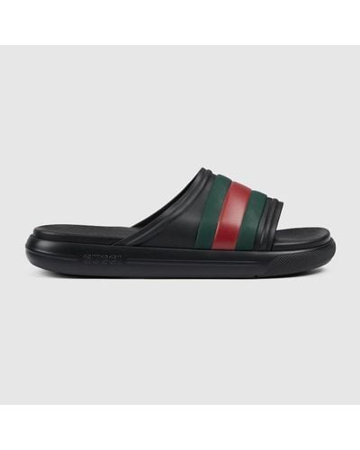 Gucci Sandalia Chancla Con Tribanda Web Para Hombre, Talla - Multicolor