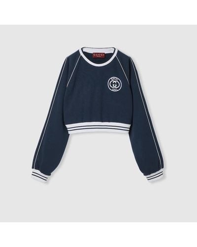 Gucci Sweatshirt Aus Baumwolljersey Mit Stickerei - Blau
