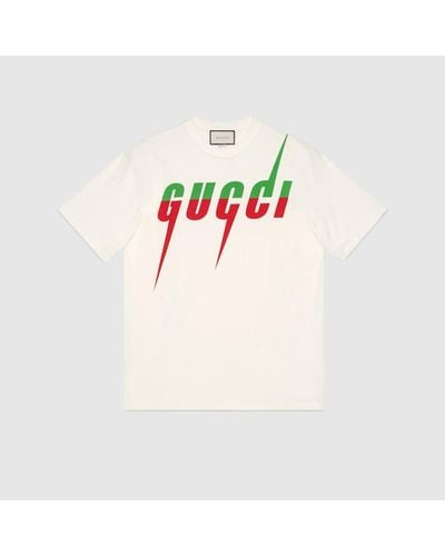 Gucci T-Shirt Mit Blade-Print - Natur