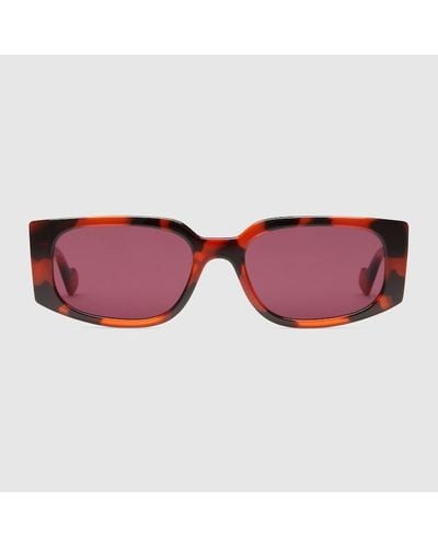 Gucci Gafas de Sol con Montura Rectangular - Rojo