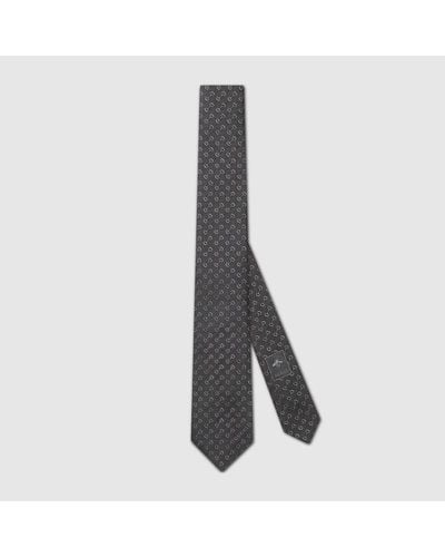Gucci Krawatte Aus Seidenjacquard Mit Horsebit - Grau