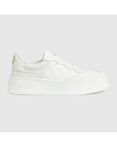 Gucci GG Embossed Leather Trainer - White