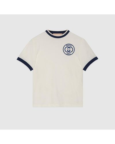 Gucci T-Shirt Aus Baumwolljersey Mit Stickerei - Weiß
