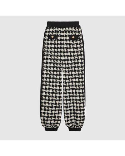 Gucci Houndstooth Wool Trouser - Black