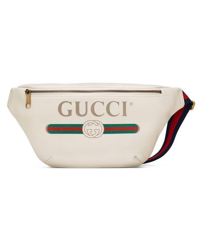 Gucci Print Leather Belt Bag - White