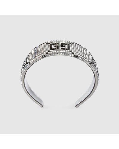 Gucci Diadema de Seda con GG con Cristales - Metálico
