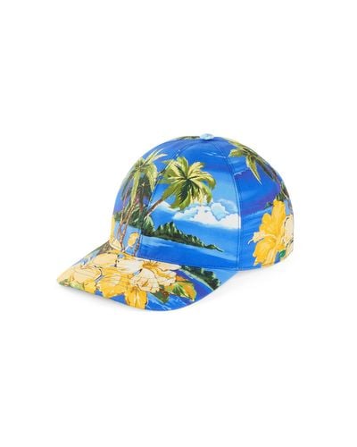 Gucci Palms And Floral Print Baseball Hat - Blue