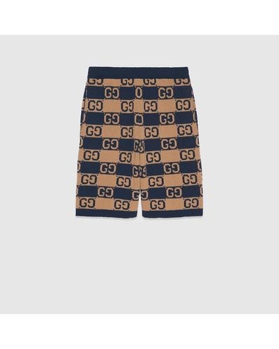 Gucci Monogram-embellished Cotton-blend Relaxed-fit Shorts - Brown