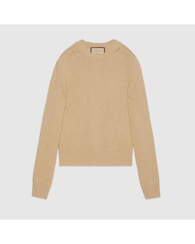 Gucci Wool Jumper With Embroidery - Natural
