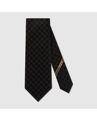 Gucci GG Pattern Silk Tie - Black