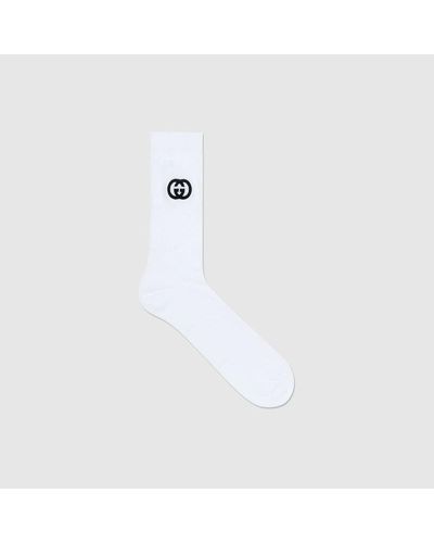 Gucci Chaussettes En Mélange De Coton Avec Motif GG - Blanc