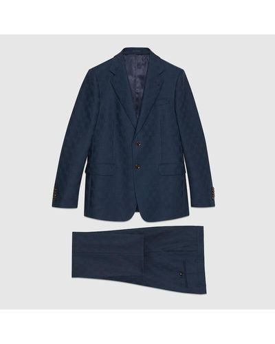 Gucci Anzug Aus GG Wolle - Blau