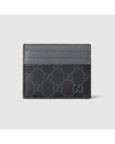 Gucci GG Card Case With GG Detail - Grey