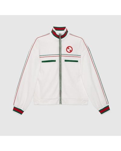 Gucci Technical Jersey Zip Jacket With Web - White