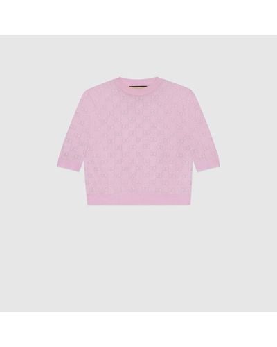 Gucci Oberteil Aus Viskosemischung Mit GG Intarsie - Pink