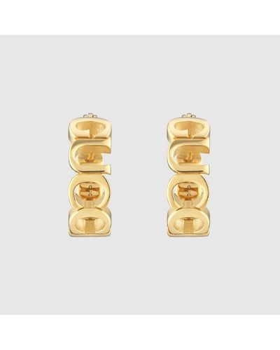 Gucci '' Letter Hoop Earrings - Yellow