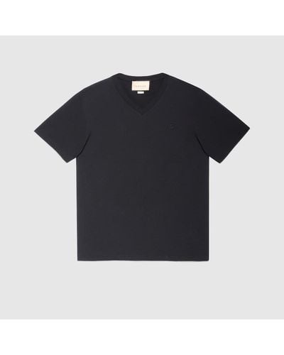 Gucci T-Shirt Aus Baumwolle Mit Doppel G - Schwarz