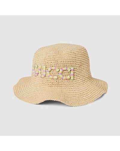 Gucci Straw Hat With Patch - Natural