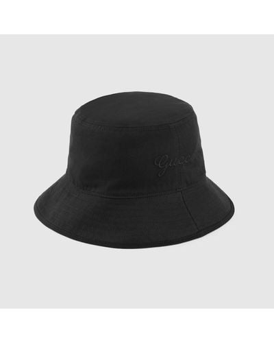 Gucci Sombrero Tipo Pescador de Algodón con Bordado - Negro