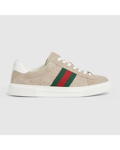 Gucci Ace Trainer With Web - Natural