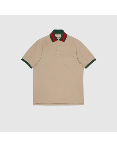 Gucci Cotton Piqué Polo Shirt - Natural