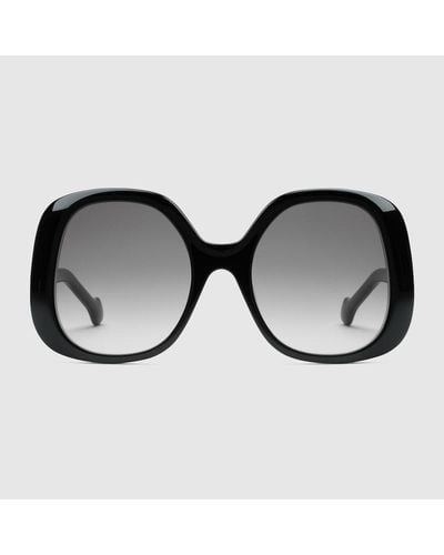 Gucci Sonnenbrille Mit Ovalem Rahmen - Schwarz