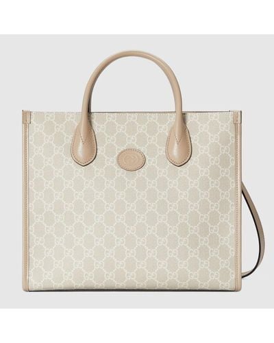 Gucci Small Tote Bag With Interlocking G - Natural