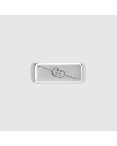 Gucci Anello Con Incrocio GG Diagonale - Metallizzato