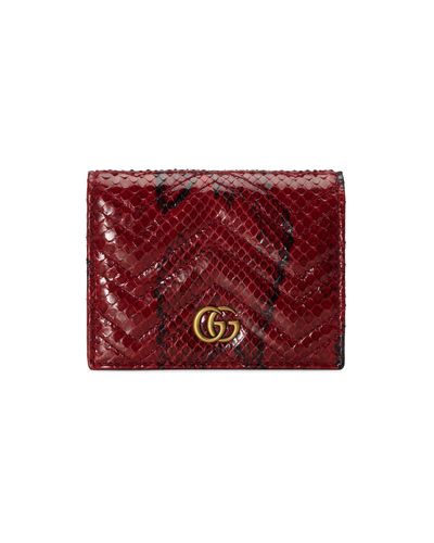 Gucci Gg marmont brieftasche aus pythonleder - Rot