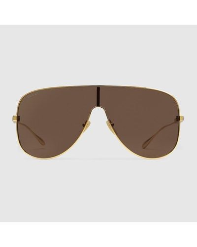 Gucci Mask Sunglasses - Brown