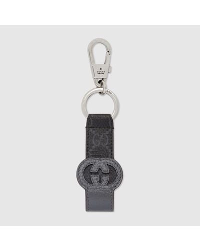 Gucci Keychain With Cut-out Interlocking G - Grey