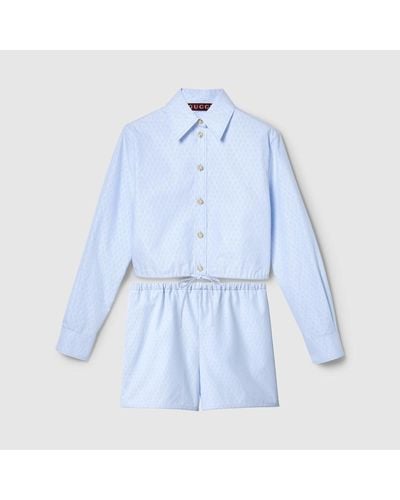 Gucci Pinstripe Cotton Jacquard Shirt - Blue