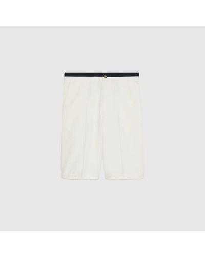 Gucci Cotton Shorts Wit Double G Emboidery - White