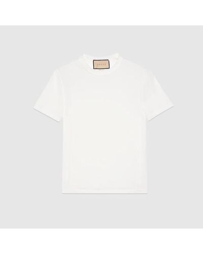 Gucci T-shirt In Jersey Di Cotone Stretch - Bianco