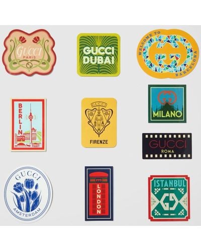 Gucci Cities Luggage Stickers - White
