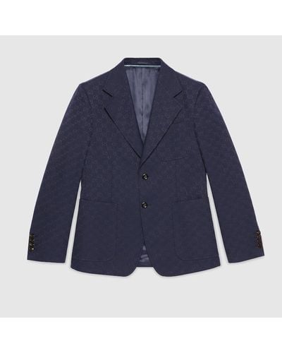 Gucci GG Cotton Blend Formal Jacket - Blue