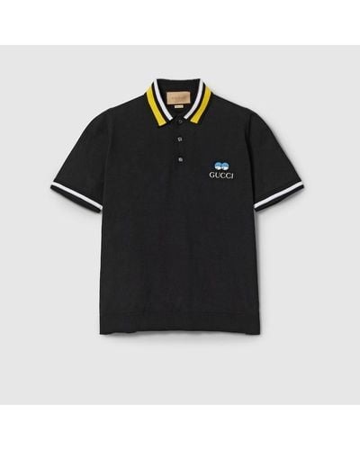Gucci Wool Polo Shirt With Embroidery - Black