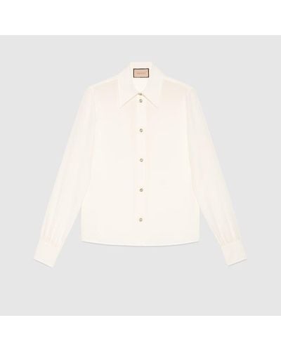 Gucci Camicia In Crêpe De Chine E Seta - Bianco