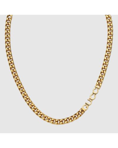 Gucci Chain Necklace With Script - Metallic