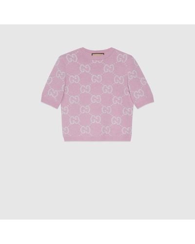 Gucci Top de Punto de Lana con GG - Rosa