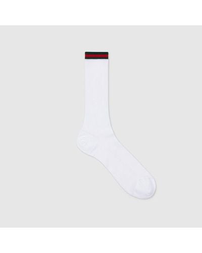 Gucci Socken Aus Baumwollmischung Mit Web - Weiß