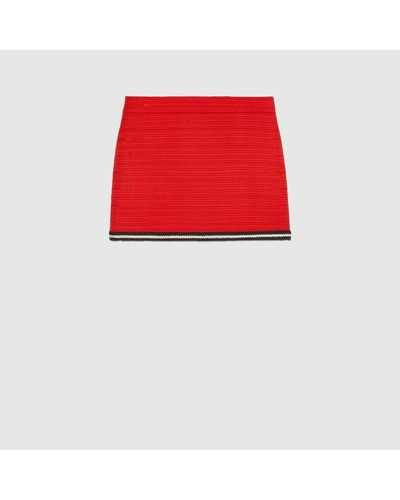 Gucci Wool Skirt With Braided Trim - Red
