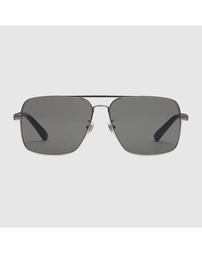 Gucci Sonnenbrille Mit Rahmen Im Navigator-Stil - Grau