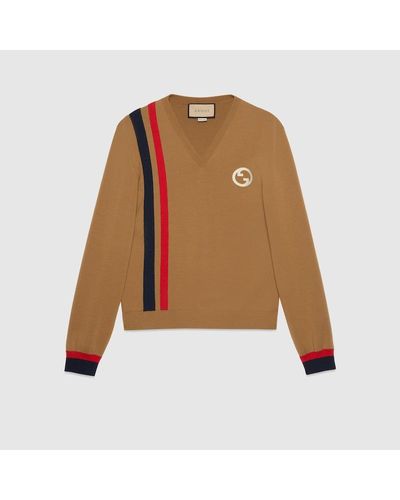 Gucci Wool Sweater With Interlocking G - Brown